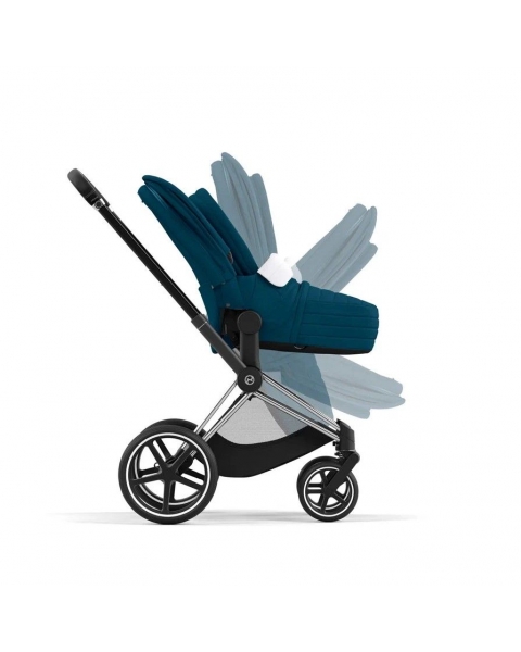 Коляска 2 в 1 Cybex Priam IV шасси Chrome Brown, Mountain Blue (Синий)