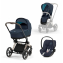 Коляска 3 в 1 Cybex Priam IV шасси Rose Gold, Nautical Blue (Темно-синий)