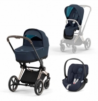 Коляска 3 в 1 Cybex Priam IV шасси Rose Gold, Nautical Blue (Темно-синий)
