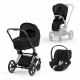 Коляска 3 в 1 Cybex Priam IV шасси Rose Gold, Deep Black (Черный)