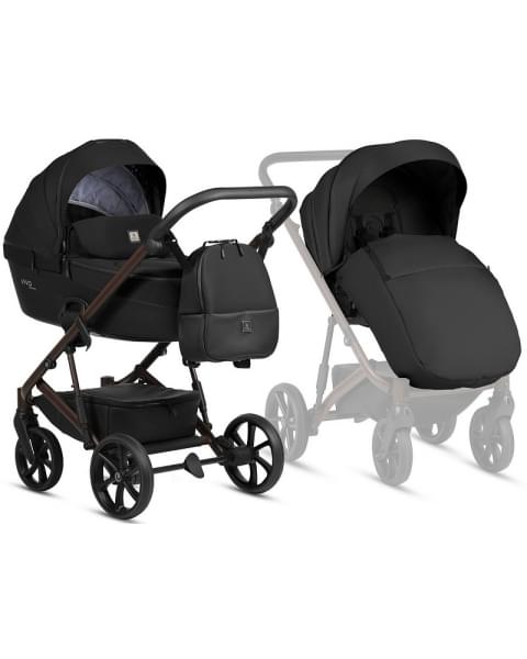 Детская коляска Tutis Viva 6 Plus Essential 3 в 1 с автокреслом Elo Lux EduSky Black 1612070 Caviar