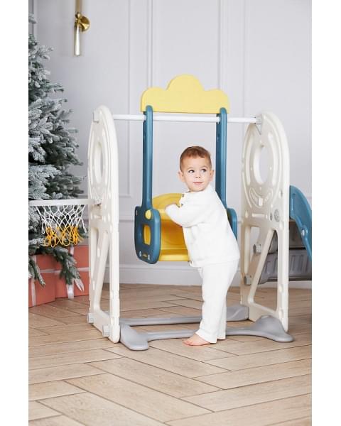 Игровой комплекс с горкой и качелями UNIX Kids Bus 171 см Yellow