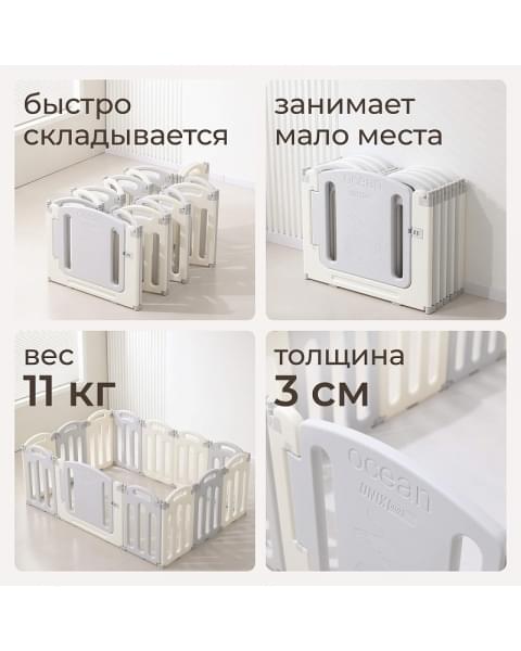 Манеж UNIX Kids Ocean 151x151 см Grey