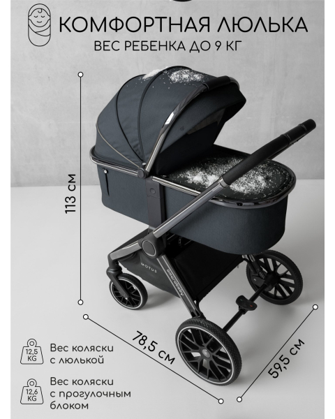 Детская коляска AmaroBaby Motus V2 3 в 1 серый