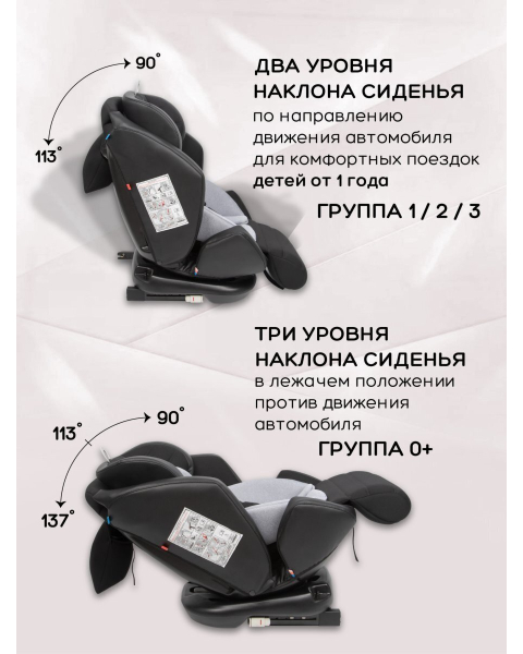 Автокресло детское AMAROBABY Favorite ISOFIX с усиленной боковой поддержкой, группа 0+/1/2/3, (чёрный/серый)