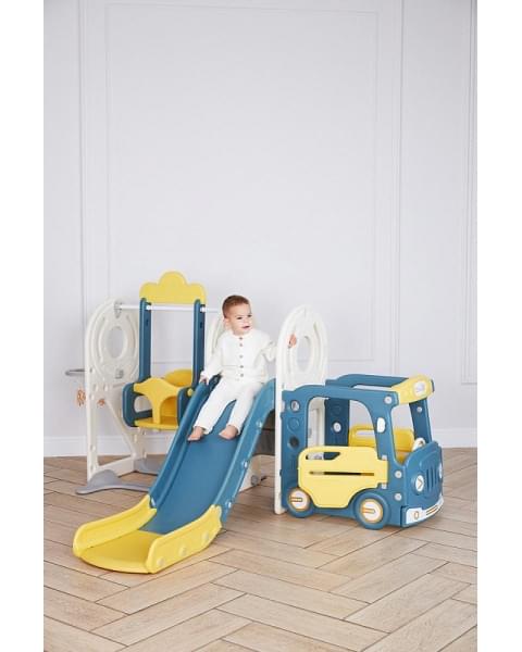 Игровой комплекс с горкой и качелями UNIX Kids Bus 171 см Yellow
