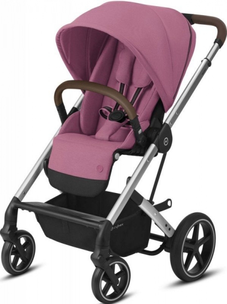 Коляска прогулочная Cybex Balios S Lux шасси Silver, Magnolia Pink (Розовый / Без дождевика)