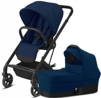 Детская коляска Cybex Balios S Lux 2 в 1 шасси Black, by Cybex (cbx) Navy Blue (Темно-синий), люлька + прогулочная 