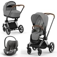 Cybex Priam IV 3 в 1 шасси Chrome Brown, Mirage Grey (Серый) + Cloud T i-Size