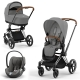 Cybex Priam IV 3 в 1 шасси Chrome Brown, Mirage Grey (Серый) + Cloud T i-Size