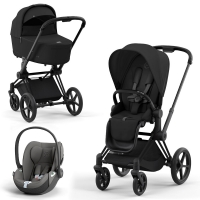 Cybex Priam IV 3 в 1 шасси Matt Black, Sepia Black (Черный) + Cloud T i-Size
