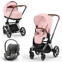 Cybex Priam IV 3 в 1 шасси Chrome Brown, Peach Pink (Розовый) + Cloud T i-Size