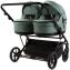 Детская коляска для двойни Adamex Leo Duo Deluxe 3 в 1 DUO-SA20 (СЕРО-ЗЕЛЁНАЯ КОЖА)