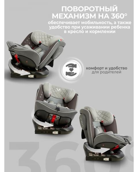Автокресло группа 0123 (0-36) Sweet Baby Crosstour HB636 360 SPS Isofix Grey