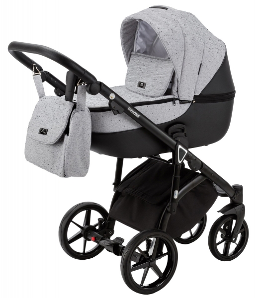 Детская коляска Adamex Bibione 3 в 1 BI-PS12A (СВ.СЕР.БЕРЕЗКА+ЧЕРН. КОЖА)