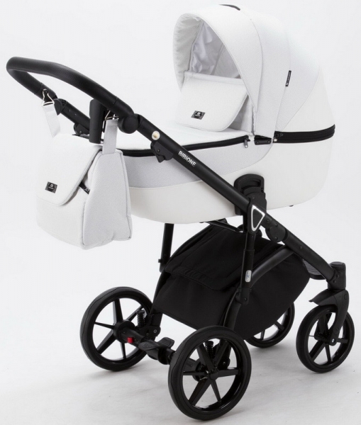 Детская коляска Adamex Bibione 3 в 1 BI-PS76 (БЕЛАЯ РОГОЖКА+БЕЛ.КОЖА)