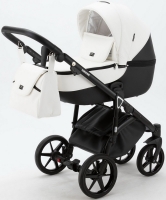 Детская коляска Adamex Bibione Deluxe 3 в 1 BI-SD01 (БЕЛ+ЧЕРН.КОЖА)