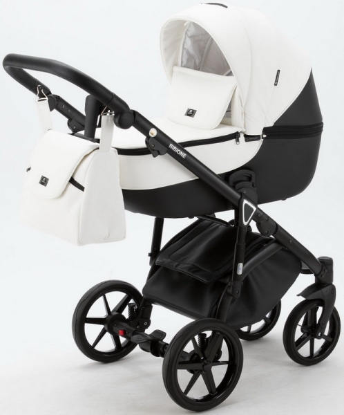 Детская коляска Adamex Bibione Deluxe 3 в 1 BI-SD01 (БЕЛ+ЧЕРН.КОЖА)