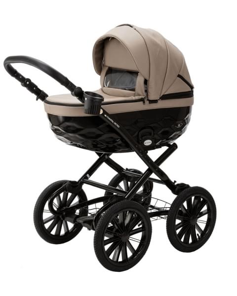 Детская коляска Adamex Chantal Retro Deluxe 2 в 1 C-SA09 (Т.БЕЖЕВАЯ КОЖА)