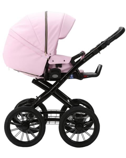 Детская коляска Adamex Chantal Retro Deluxe 2 в 1 C132B (РОЗОВ.ЗЕФИР 100% КОЖА-ЗОЛОТО.МОЛНИИ)