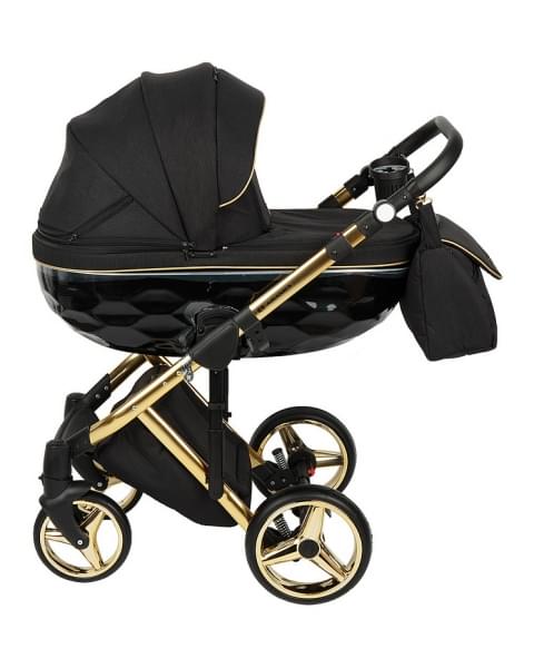 Детская коляска Adamex Chantal Special Edition 2 в 1 C1 (ЧЕРН+ЧЕРН.РИФЛЕН.ДНО+ЗОЛОТО РАМА)