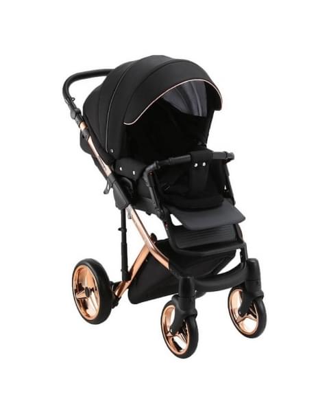 Детская коляска Adamex Chantal Special Edition 2 в 1 C8 (ЧЕРН+ЧЕРН.РИФЛЕН.ДНО+БРОНЗА РАМА)
