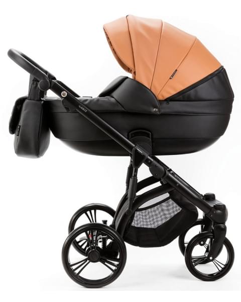 Детская коляска Adamex Lanti Deluxe 2 в 1 LN-SD109 (КАРАМЕЛЬ.КОЖА + ЧЕРН. КОЖА)