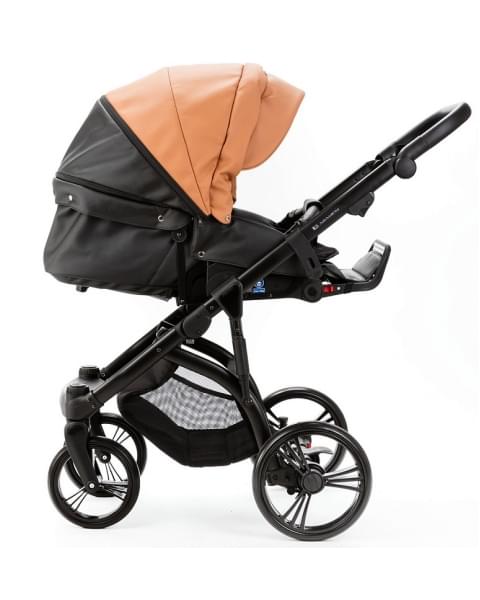 Детская коляска Adamex Lanti Deluxe 2 в 1 LN-SD109 (КАРАМЕЛЬ.КОЖА + ЧЕРН. КОЖА)