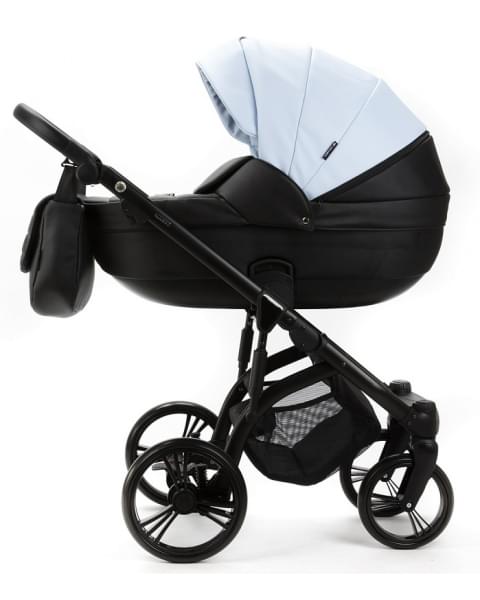 Детская коляска Adamex Lanti Deluxe 2 в 1 LN-SD112 (ГОЛУБАЯ КОЖА + ЧЕРН.КОЖА)