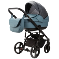 Детская коляска Adamex Lanti Deluxe 3 в 1 LN-SD42 (Т. СЕРАЯ. КОЖА + СЕРО-ГОЛУБ.КОЖА)