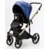Детская коляска Adamex Lumi Air SE Deluxe 2 в 1 L-SM503 (СИН.ПЕРЛ.КОЖА+ЗОЛОТО РАМА)