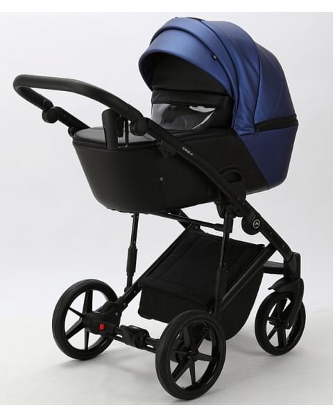 Детская коляска Adamex Mobi Deluxe 2 в 1 M-SD13 (СИНИЙ ПЕРЛ+ЧЕРНАЯ КОЖА)