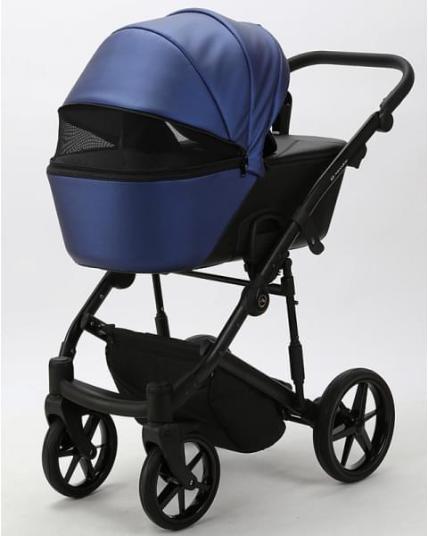 Детская коляска Adamex Mobi Deluxe 2 в 1 M-SD13 (СИНИЙ ПЕРЛ+ЧЕРНАЯ КОЖА)