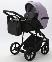 Детская коляска Adamex Mobi Deluxe 2 в 1 M-SD20 (СИРЕНЬ+ЧЕРНАЯ КОЖА)
