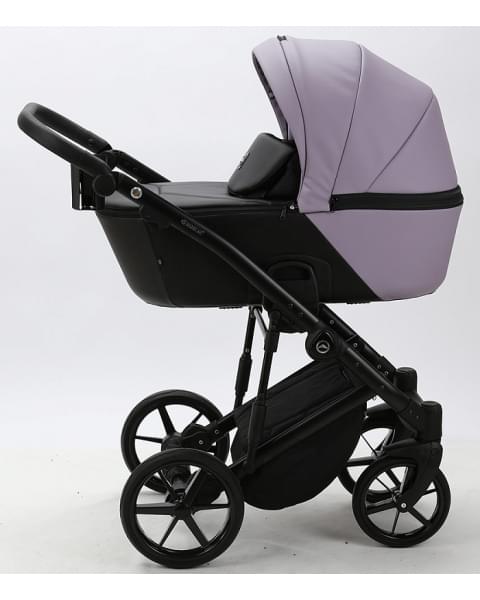Детская коляска Adamex Mobi Deluxe 2 в 1 M-SD20 (СИРЕНЬ+ЧЕРНАЯ КОЖА)
