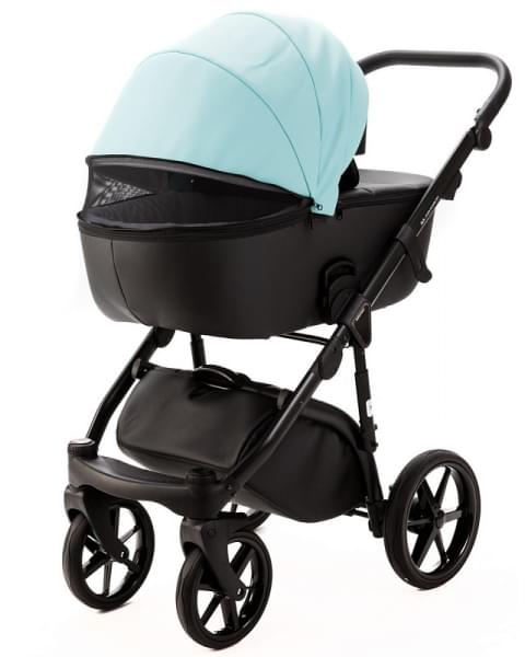 Детская коляска Adamex Nola Deluxe 3 в 1 N-SD111 (СВ.БИРЮЗОВАЯ.КОЖА + ЧЕРН.КОЖА)