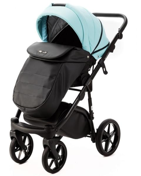 Детская коляска Adamex Nola Deluxe 3 в 1 N-SD111 (СВ.БИРЮЗОВАЯ.КОЖА + ЧЕРН.КОЖА)