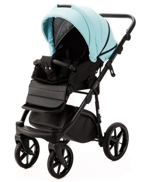 Детская коляска Adamex Nola Deluxe 3 в 1 N-SD111 (СВ.БИРЮЗОВАЯ.КОЖА + ЧЕРН.КОЖА)