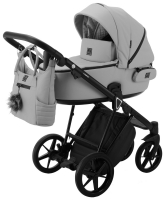 Детская коляска Adamex Porto Deluxe 3 в 1 PO-SA03 (СВ.СЕРАЯ.КОЖА)
