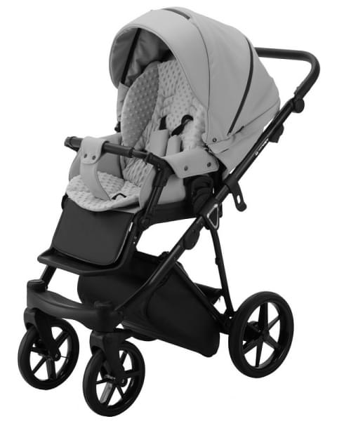 Детская коляска Adamex Porto Deluxe 3 в 1 PO-SA03 (СВ.СЕРАЯ.КОЖА)