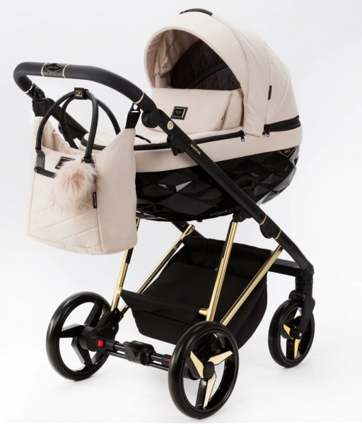 Детская коляска Adamex Quantum Special Edition 2 в 1 Q-TK767 (СВ.БЕЖ+ЗОЛОТО РАМА)