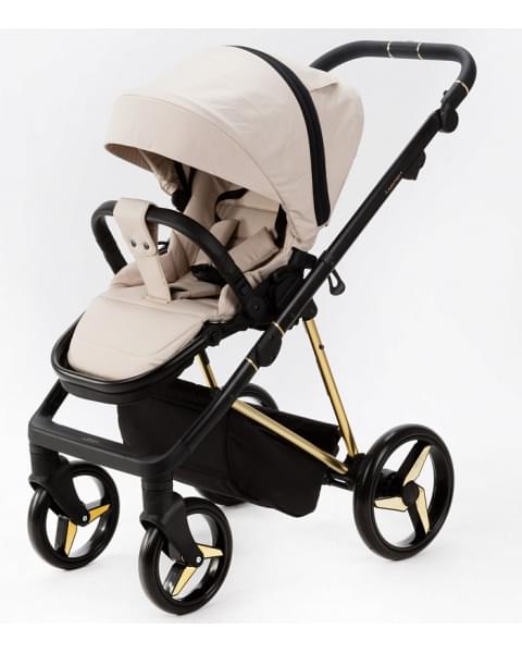 Детская коляска Adamex Quantum Special Edition 2 в 1 Q-TK767 (СВ.БЕЖ+ЗОЛОТО РАМА)