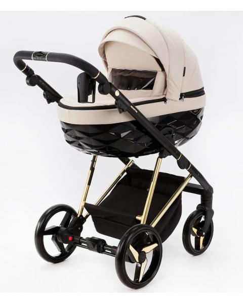 Детская коляска Adamex Quantum Special Edition 2 в 1 Q-TK767 (СВ.БЕЖ+ЗОЛОТО РАМА)