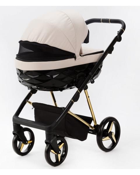 Детская коляска Adamex Quantum Special Edition 2 в 1 Q-TK767 (СВ.БЕЖ+ЗОЛОТО РАМА)