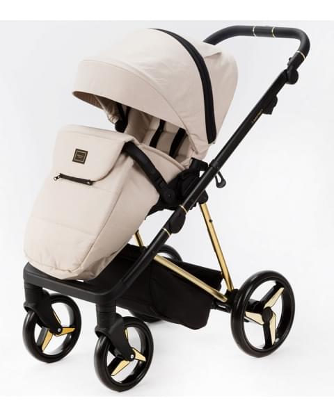 Детская коляска Adamex Quantum Special Edition 2 в 1 Q-TK767 (СВ.БЕЖ+ЗОЛОТО РАМА)
