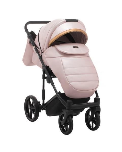 Детская коляска Adamex Rimini Deluxe 3 в 1 RI244 РОЗОВ.КОЖА+ ЗОЛОТО.ОТДЕЛКА
