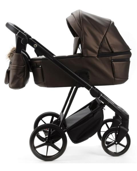 Детская коляска Adamex Vasco Deluxe 2 в 1 V-SM16 (БЕЖ МЕТАЛИК КОЖА)