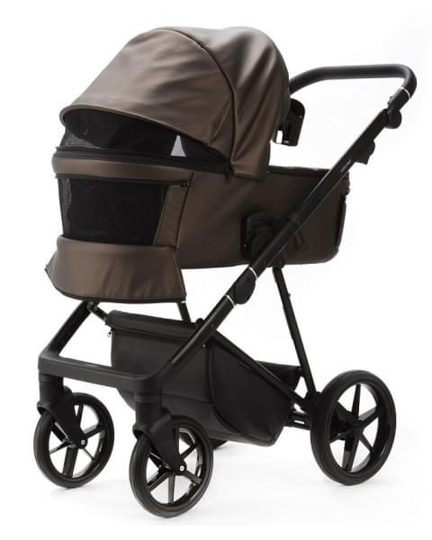 Детская коляска Adamex Vasco Deluxe 2 в 1 V-SM16 (БЕЖ МЕТАЛИК КОЖА)