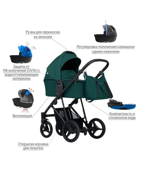 Детская коляска Bebetto Flavio 2 в 1 12 изумрудный