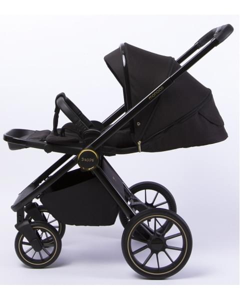 Детская коляска Peppy Monaco 2 в 1 Royal black (черный), рама черный глянец